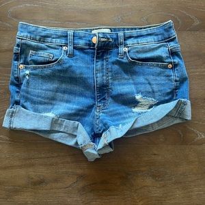 Distressed jean shorts